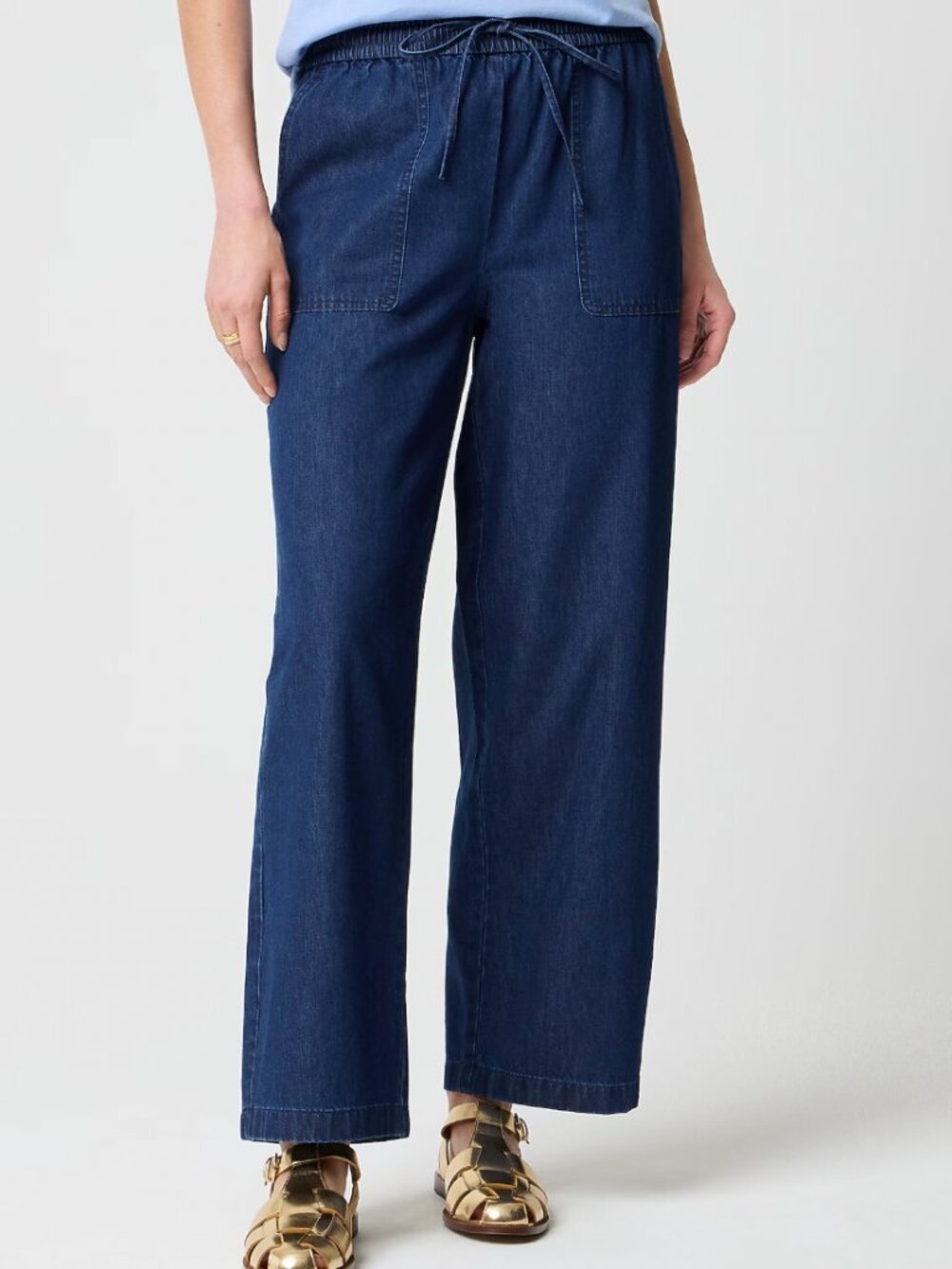 JCrew Factory NWT Chambray wide-leg utility pull-on pant Size Medium Petite